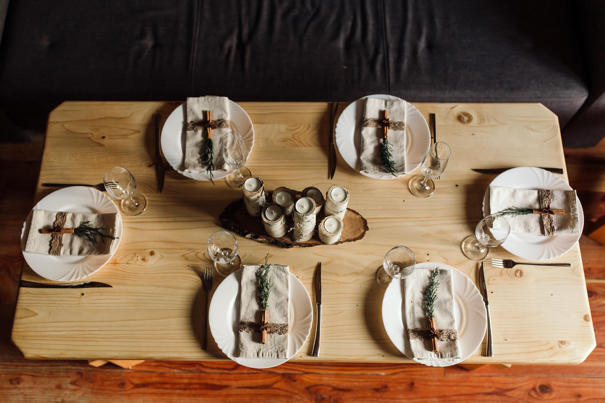 Selection of tasting plates on rustic table